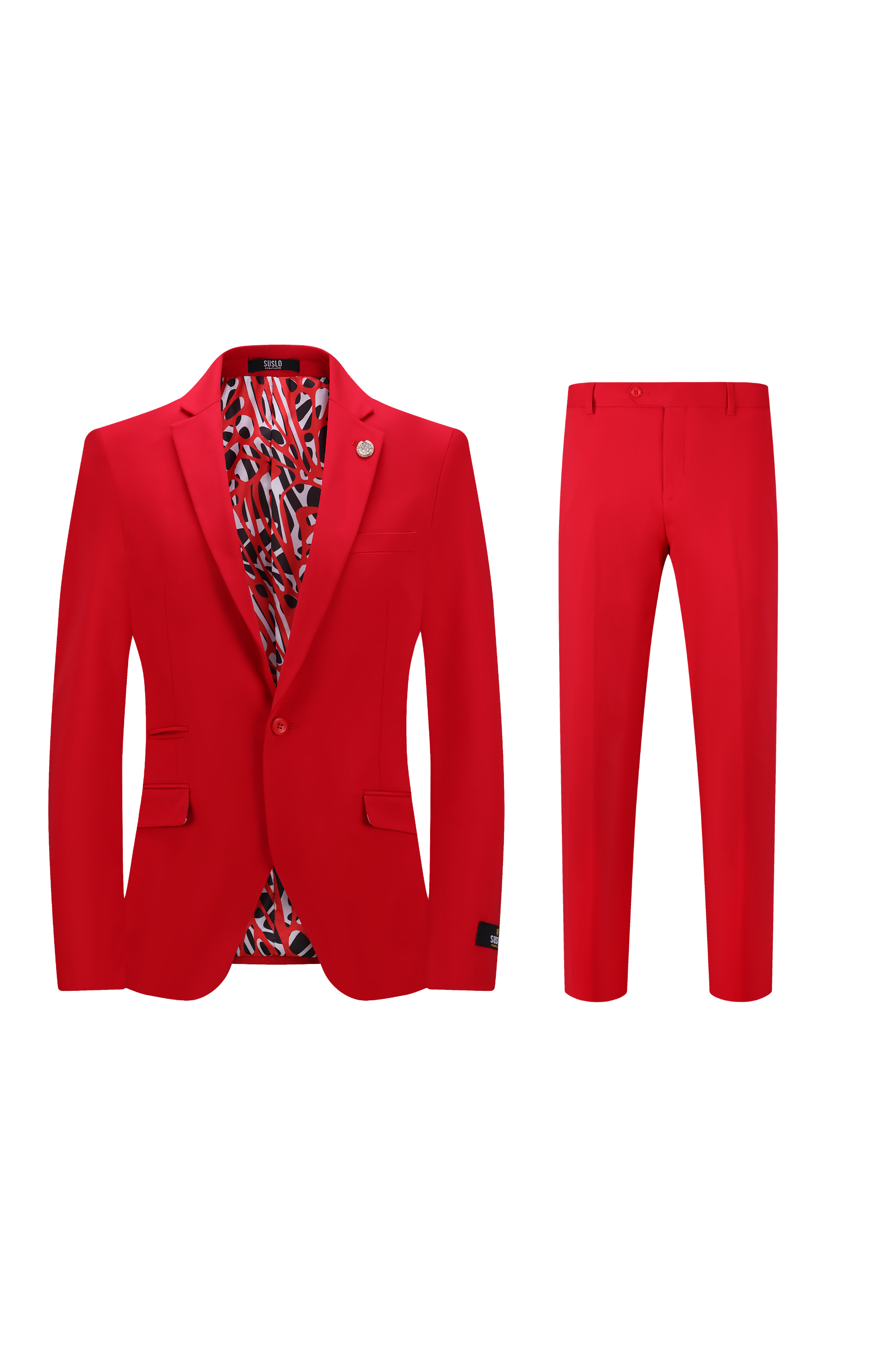 Red Suslo Sateen Suit (Two Piece)