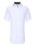Suslo Solid 4 Way Stretch Short Sleeve Shirt - White