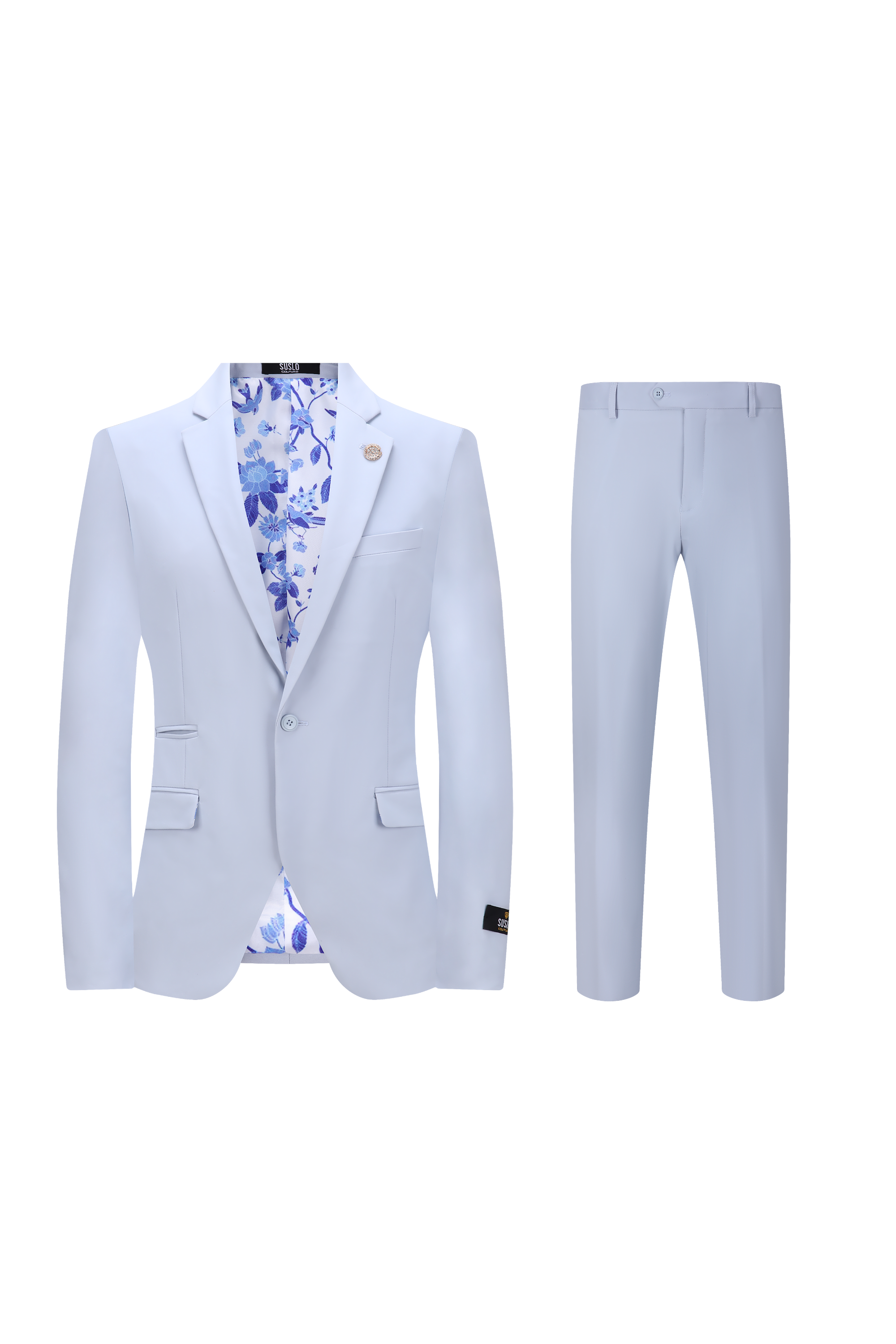 Sky Blue  Suslo Sateen Suit (Two Piece)