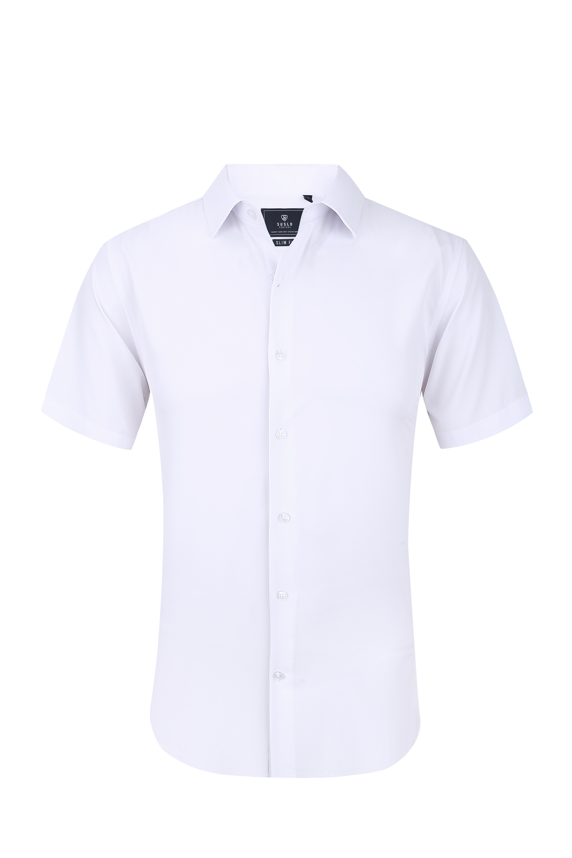 Suslo Solid Stretch Short Sleeve Shirt (SC515-White) Suslo Couture Suslo Solid Stretch Short Sleeve Shirt (SC515-White) Suslo Couture