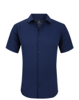 Suslo Solid Stretch Short Sleeve Shirt (SC515-2-navy)