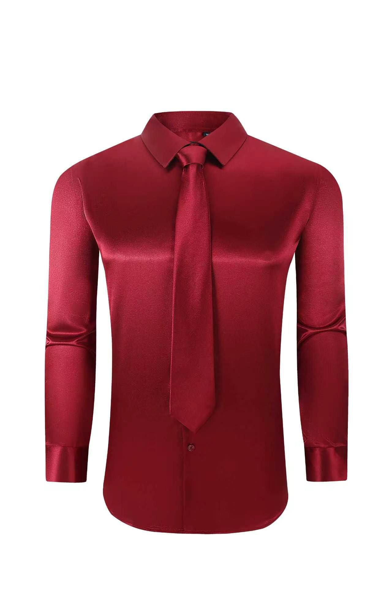 721 Satin Dress Shirt Combo ( Shirt and Tie) – Suslo Couture