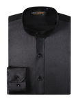 Satin Banded Collar Solid - Black