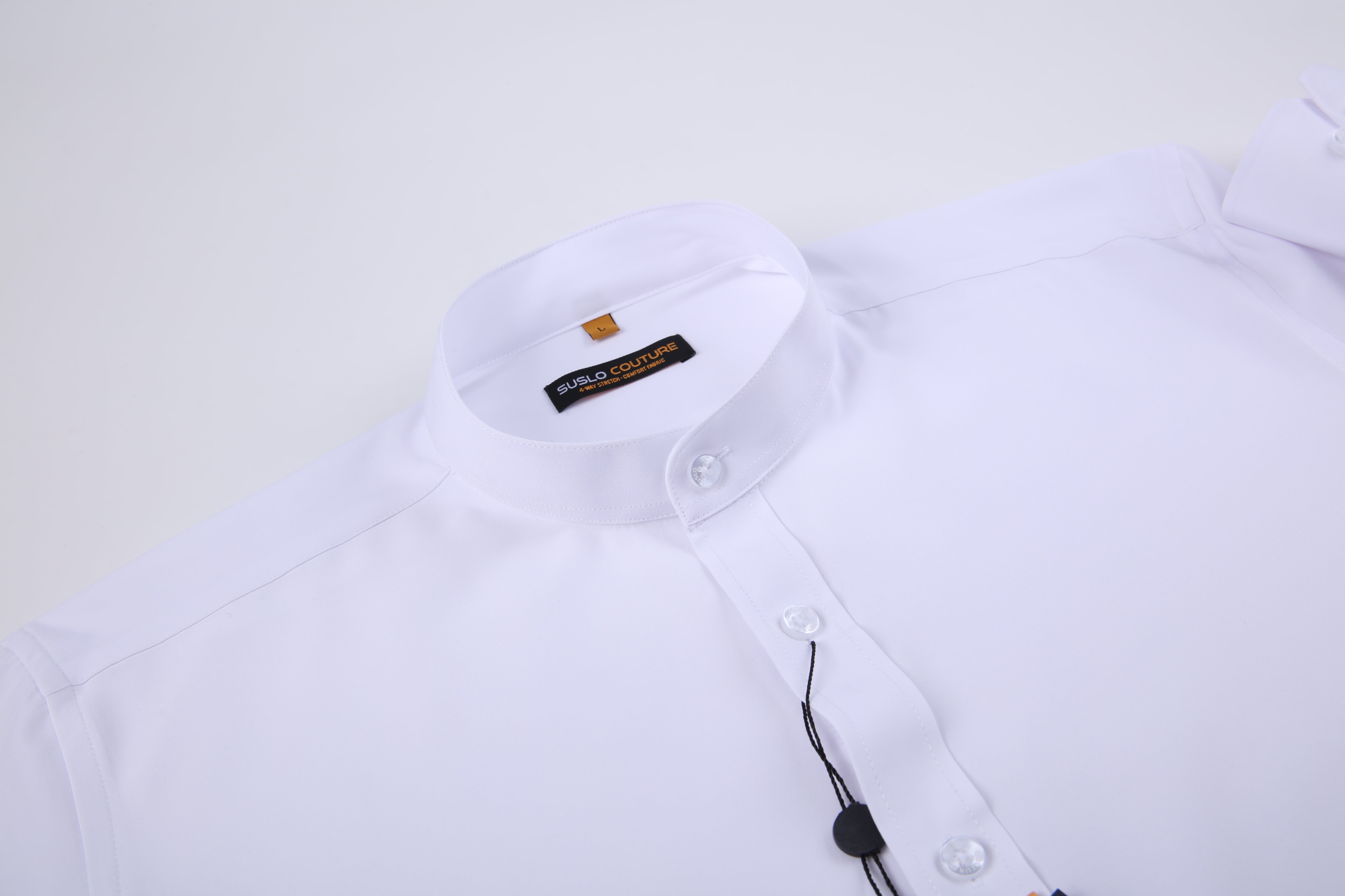Banded Collar Solid - White