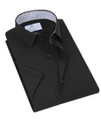 Suslo Solid 4 Way Stretch Black Short Sleeve Shirt