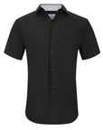 Suslo Solid 4 Way Stretch Black Short Sleeve Shirt