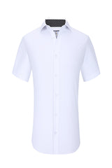 Suslo Solid 4 Way Stretch Short Sleeve Shirt - White