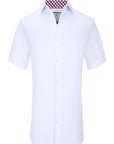 Suslo Solid 4 Way Stretch Short Sleeve Shirt - White