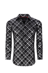 Black Striped Long Sleeve Foil Stretch Shirt
