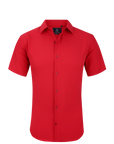 Suslo Solid Stretch Short Sleeve Shirt (SC515-Red)