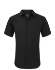 Suslo Solid Stretch Short Sleeve Shirt (SC515-1-Black)