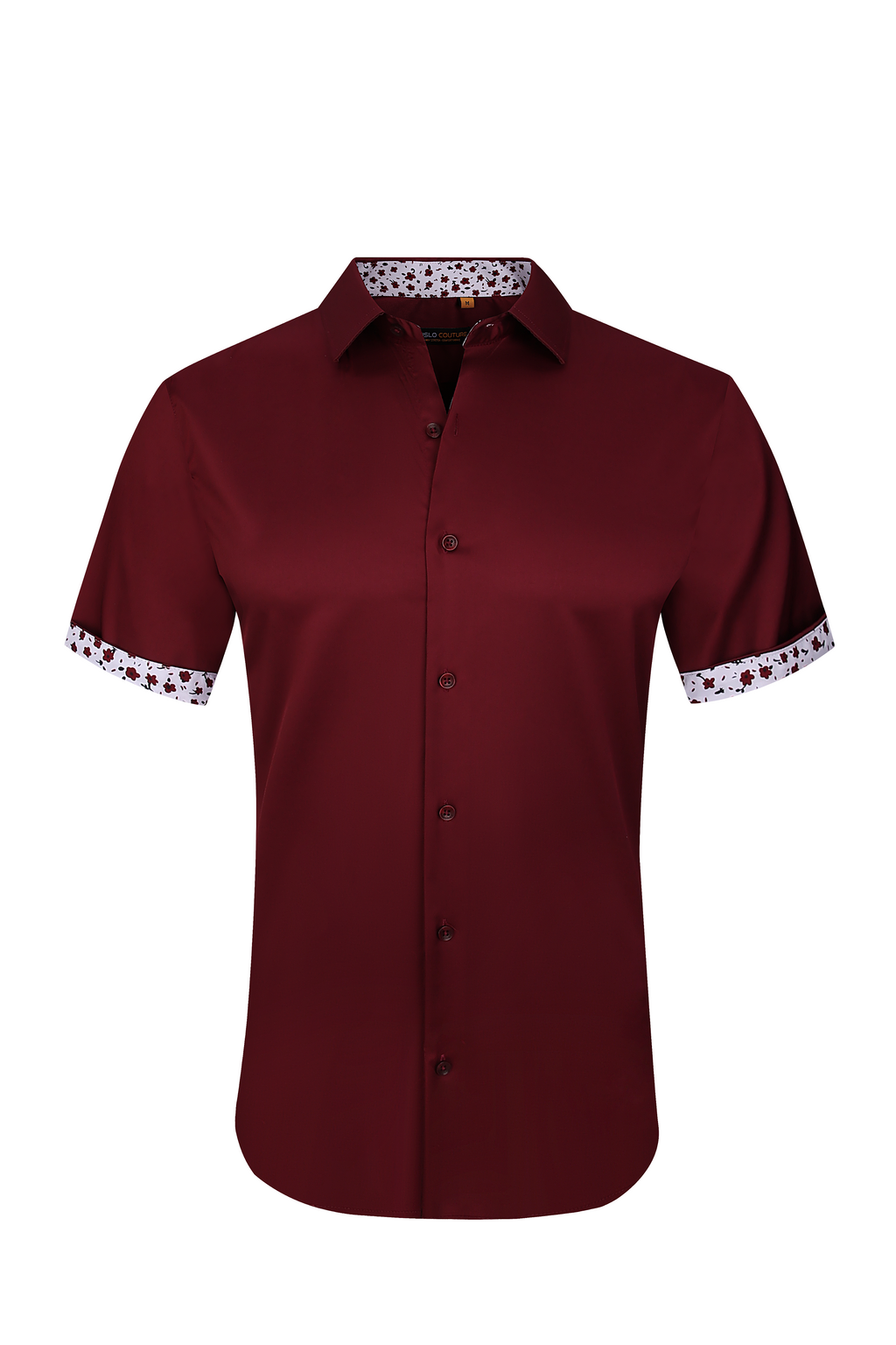 Suslo Solid 4 Way Stretch Short Sleeve Shirt - Burgundy – Suslo Couture