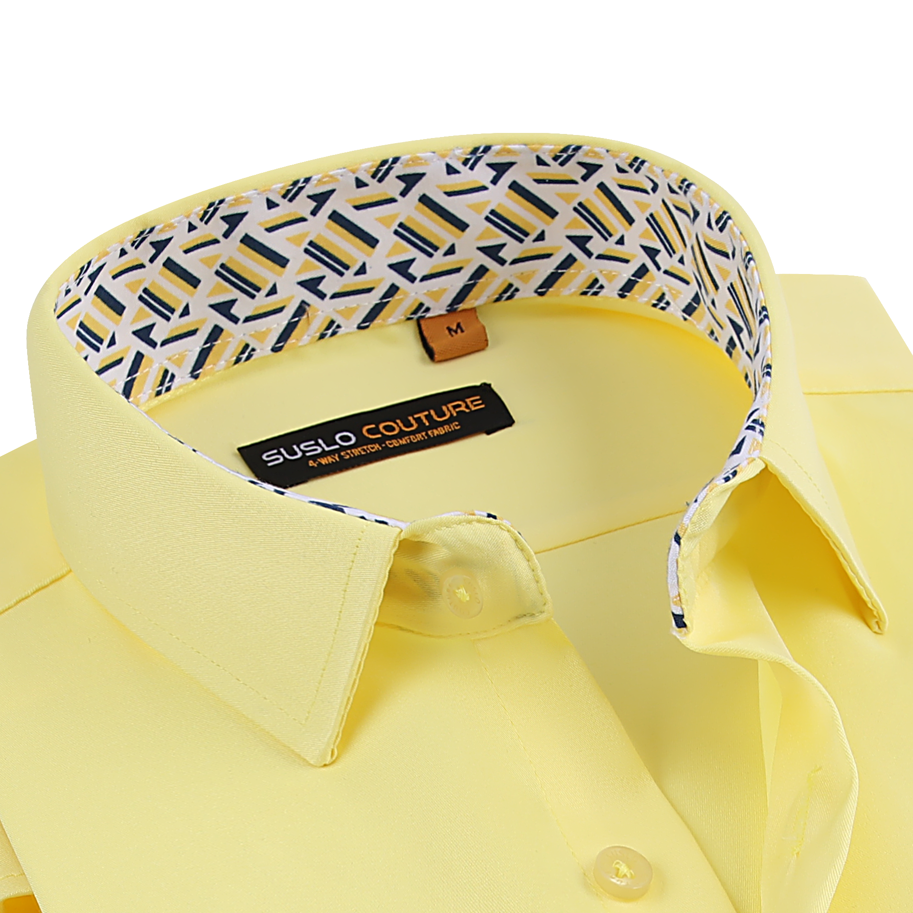 Suslo Solid 4 Way Stretch Short Sleeve Shirt - Yellow