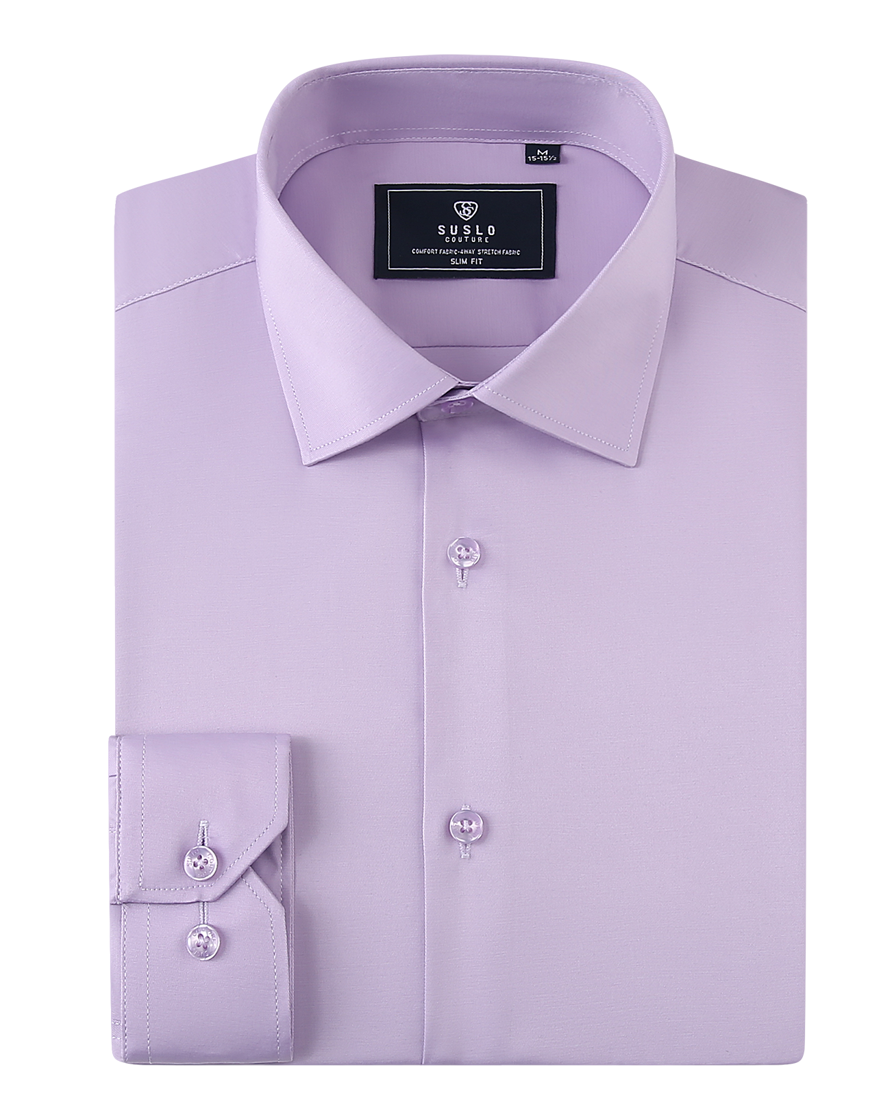 lilac color dress shirt Men's Basic with Convertible Cuff -Color Add a timeless piece to your closet with this long Dress Shirt Textured Solid Lavender