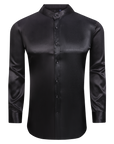 Satin Banded Collar Solid - Black