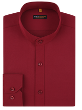Banded Collar Solid Shirt -Burgundy