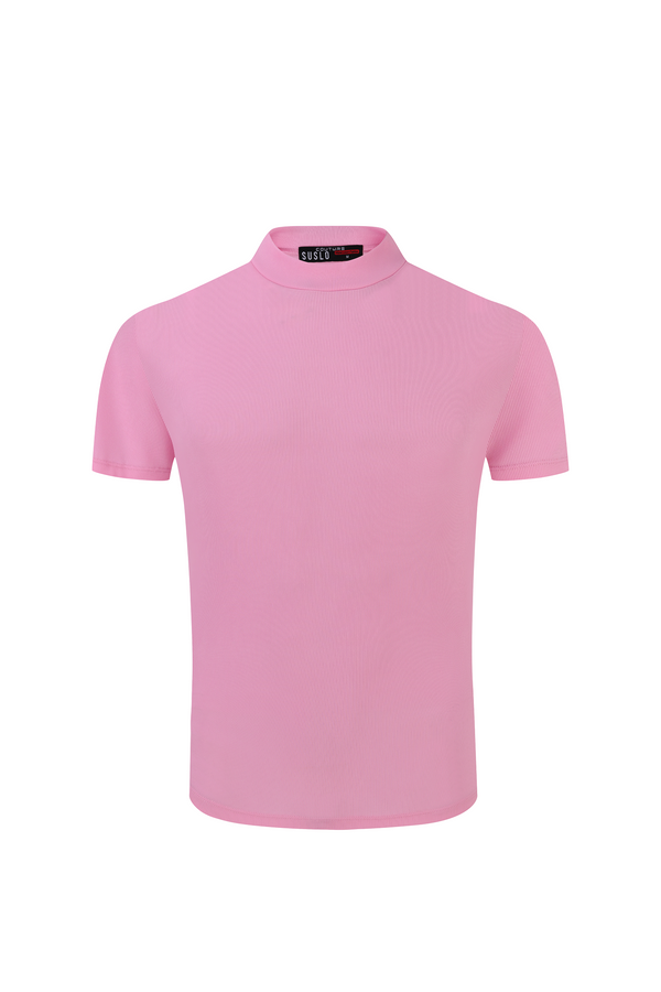 Stretch Luxury Ribbed Tee - Pink