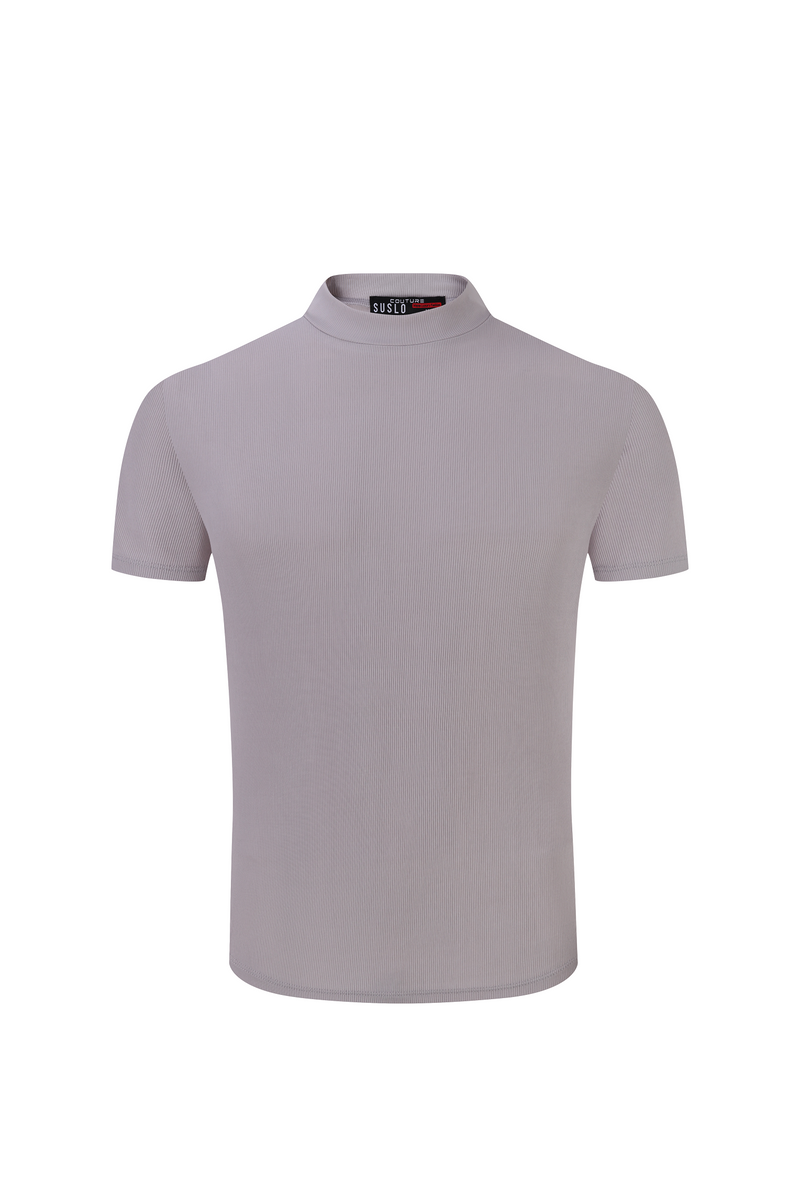 Stretch Luxury Ribbed Tee - Silver