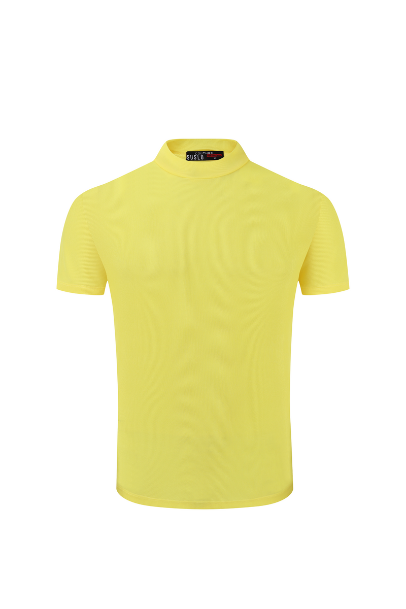 Stretch Luxury Ribbed Tee - Yellow