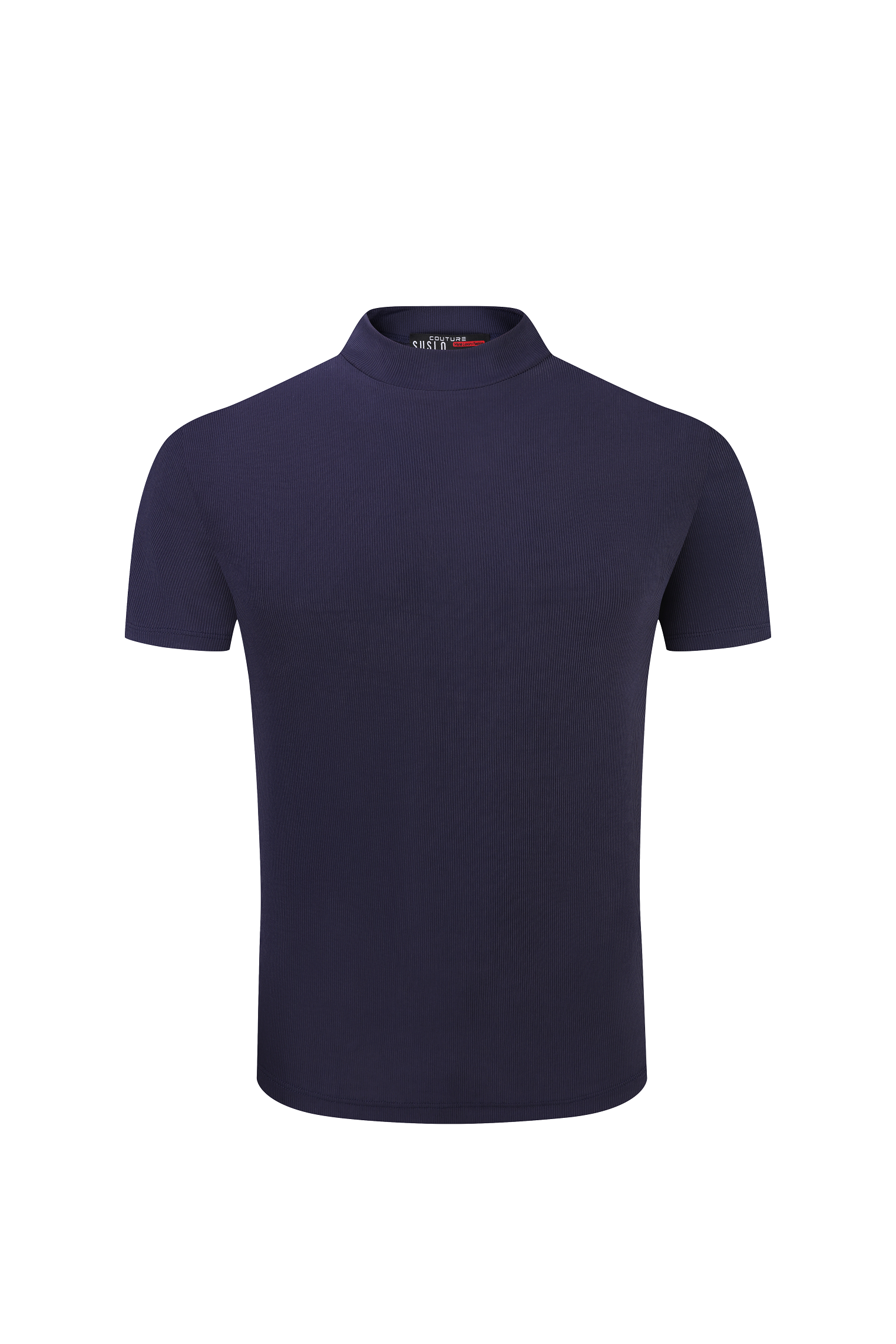 Stretch Luxury Ribbed Tee - Navy