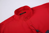 4 Way Stretch Mandarin Collar Solid Shirt - Red