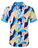 Suslo Floral Printed Short Sleeve Shirt (SC520-2-Blue)