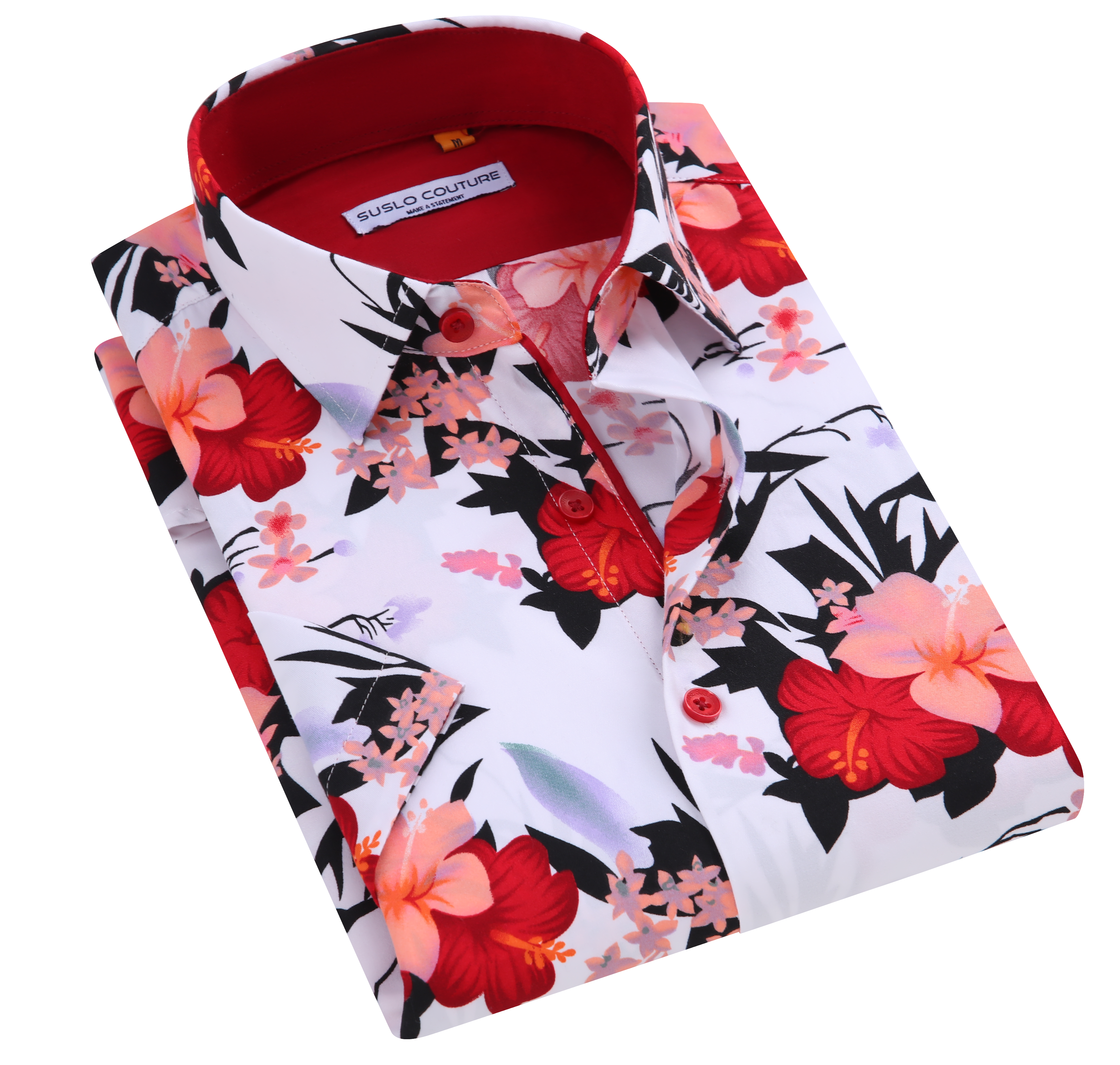 Suslo Floral Printed Short Sleeve Shirt (SC520-21-White)