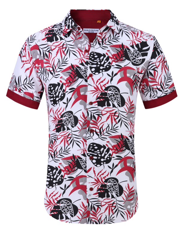 Suslo Floral Printed Short Sleeve Shirt (SC520-8-White)