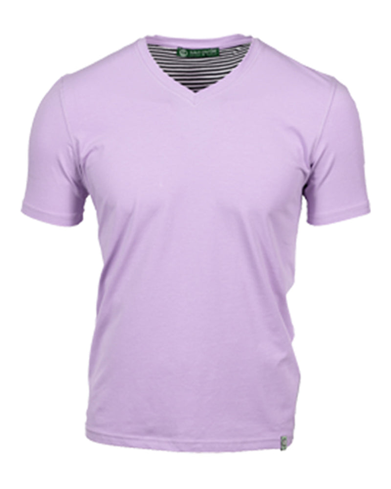 Cotton Spandex Luxury V Neck Tee - Liliac