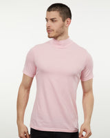 Cotton Spandex Luxury Mock Tee Fucisia