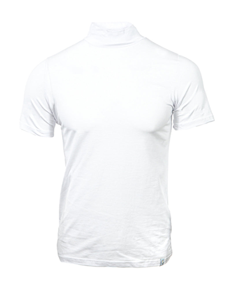 Cotton Spandex Luxury Mock Tee White