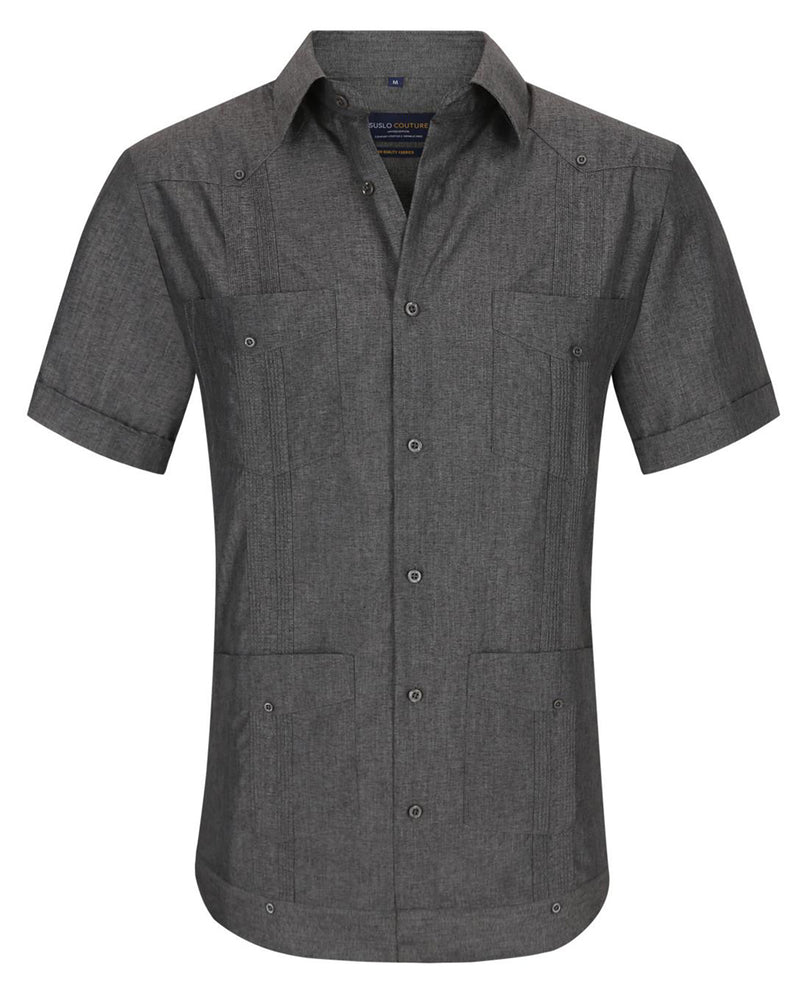 Guavera Cuban Short Sleeve Shirt Charcoal