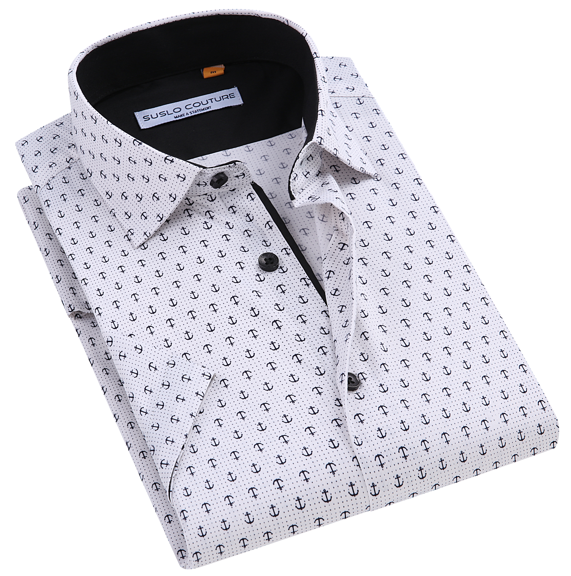 Suslo Gio Printed Short Sleeve Shirt (SC530-17-White)