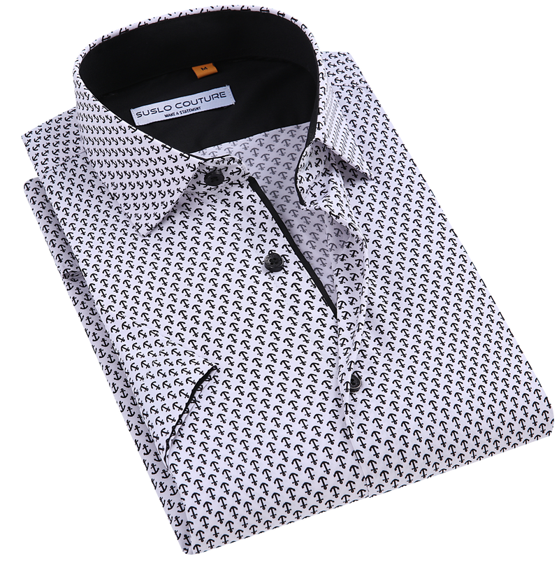 Suslo Gio Printed Short Sleeve Shirt (SC530-20-White)