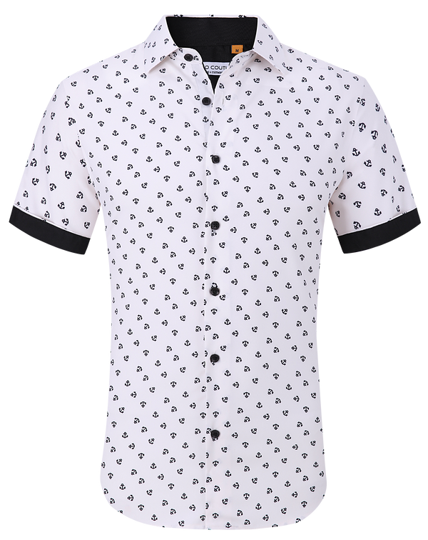 Suslo Gio Printed Short Sleeve Shirt (SC530-22-White)