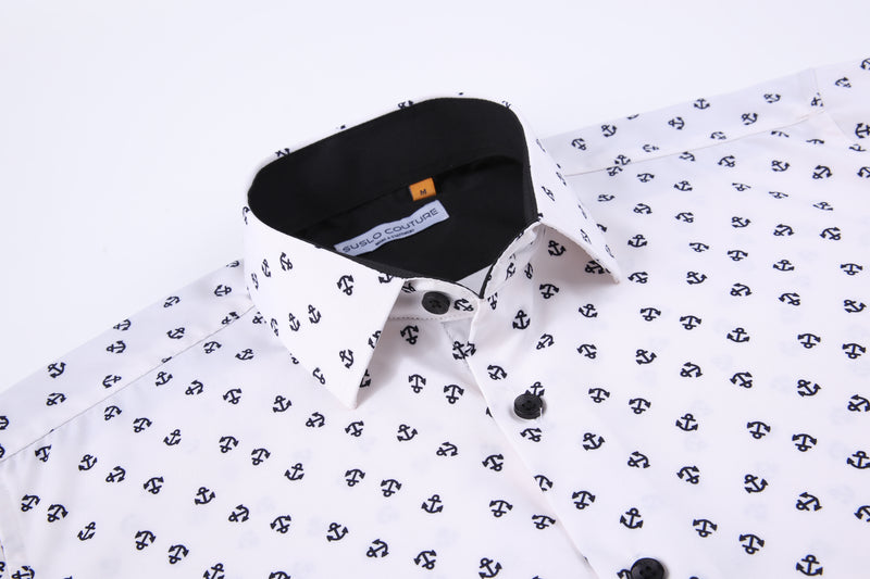Suslo Gio Printed Short Sleeve Shirt (SC530-22-White)