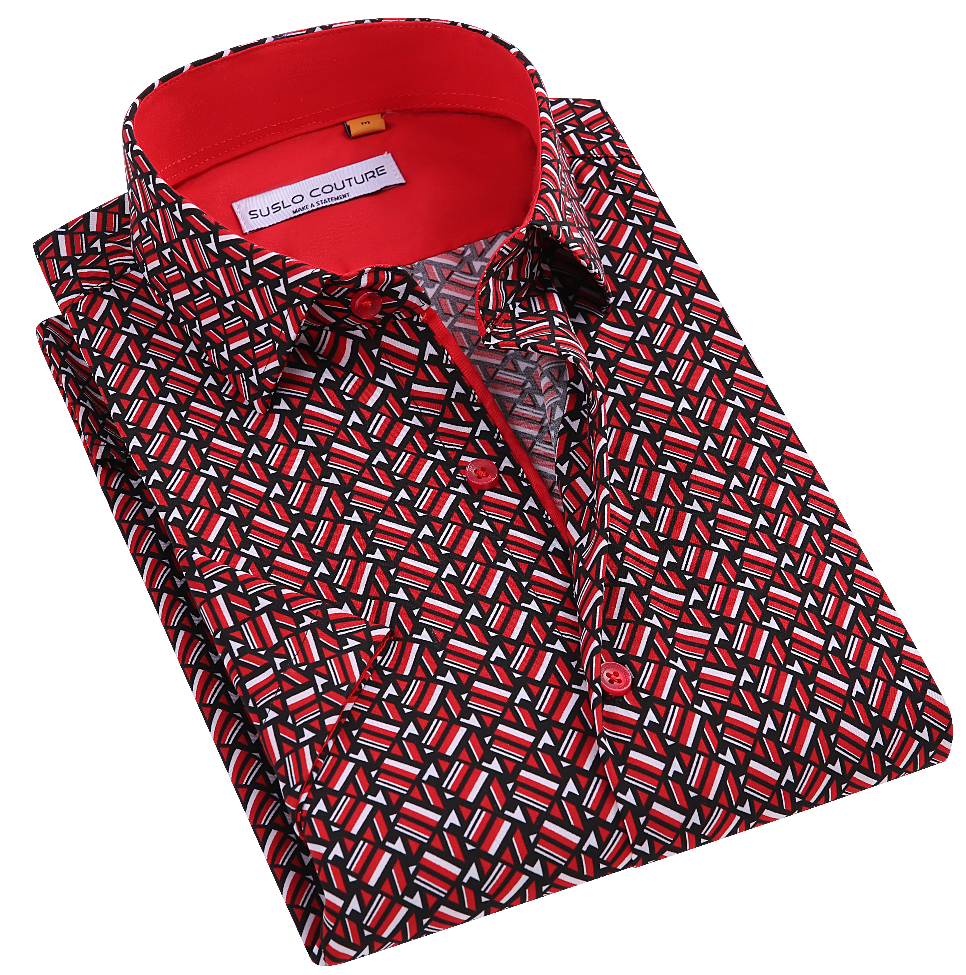 Suslo Gio Printed Short Sleeve Shirt (SC530-6-Red)