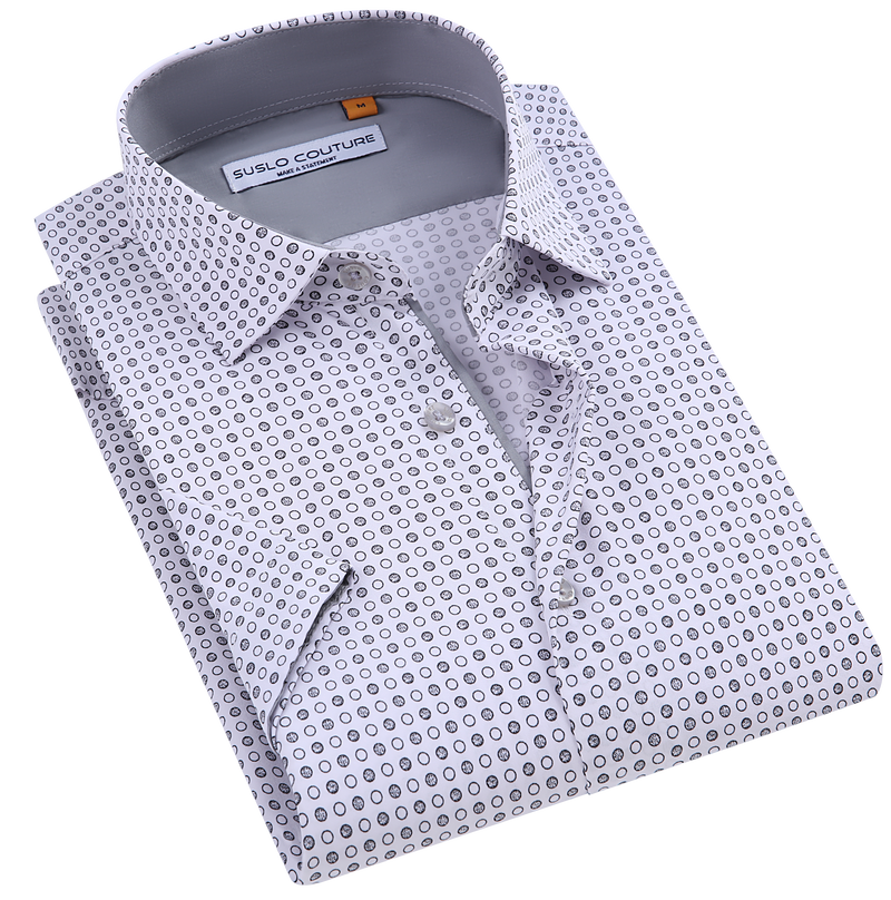 Suslo Gio Printed Short Sleeve Shirt (SC530-9-White)