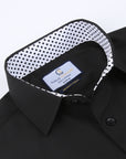 Suslo Solid 4 Way Stretch Black Short Sleeve Shirt