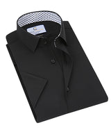 Suslo Solid 4 Way Stretch Black Short Sleeve Shirt