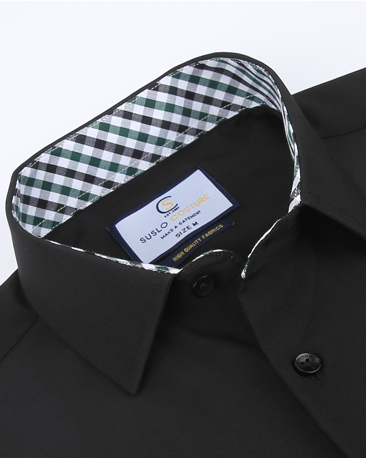 Suslo Solid 4 Way Stretch Short Sleeve Shirt - Black