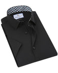 Suslo Solid 4 Way Stretch Short Sleeve Shirt - Black