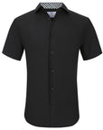 Suslo Solid 4 Way Stretch Short Sleeve Shirt - Black