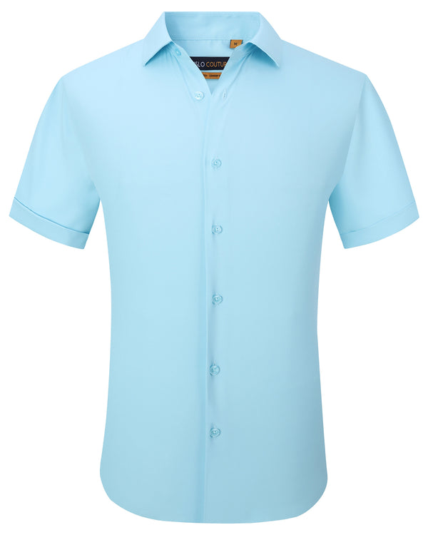 Suslo Solid Stretch Short Sleeve Shirt (SC515-Sky)