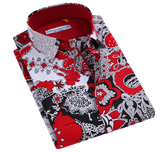 Suslo Floral Printed Short Sleeve Shirt (SC520-3-Red)